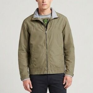 Timberland Mens Olive Green Full Zip Windbreaker Jacket Lined Size Medium